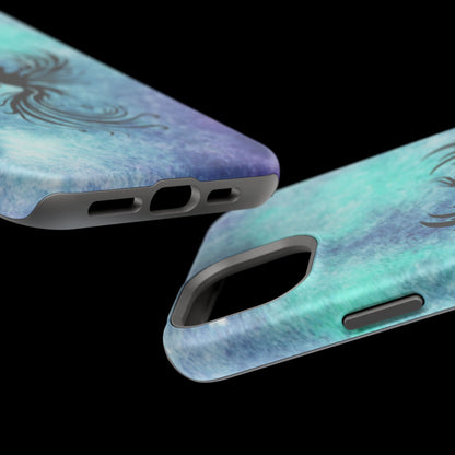 Phoenix Silhouette Over Teal Nebula MagSafe® Compatible Tough Case for iPhone