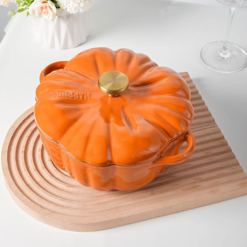 Pumpkin Shaped Cast Iron Enamel-coated Pot