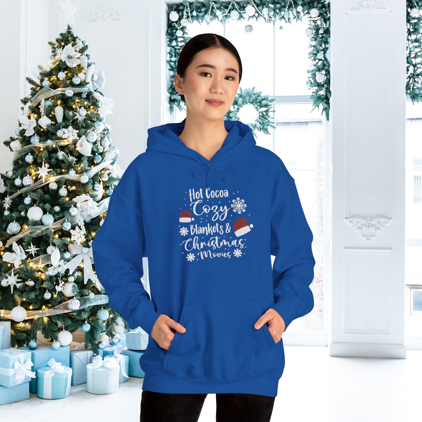 Hot Cocoa, Cozy Blankets & Christmas Movies Adult Heavy Blend™ Hooded Sweatshirt