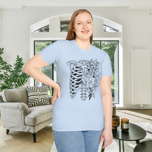 Floral Ribcage Adult T-shirt