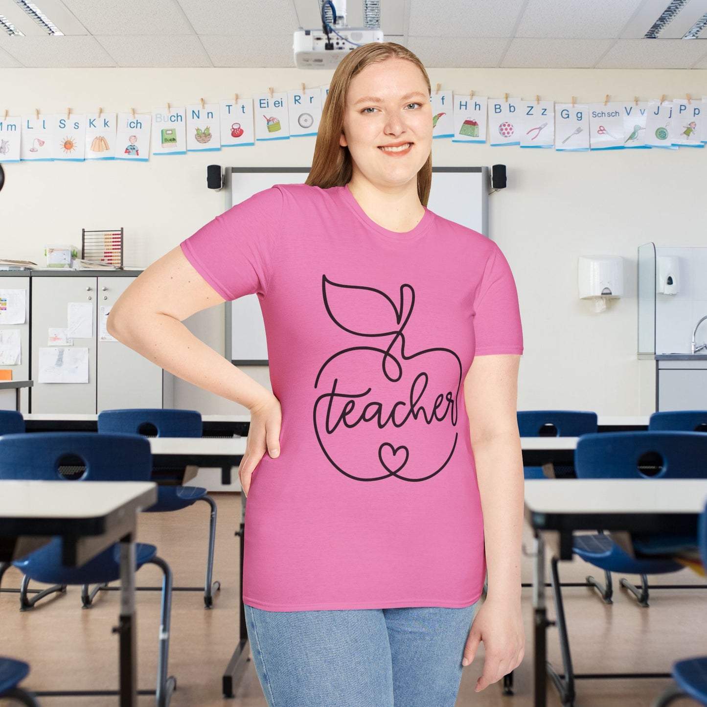 Teacher w/Apple Adult T-shirt
