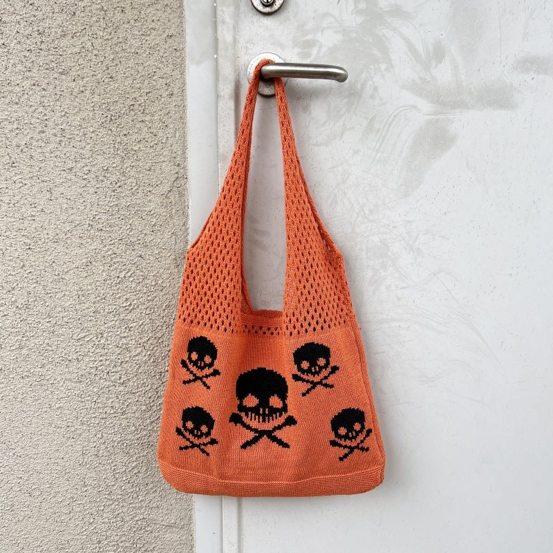 Knitted Skull Shoulder Bag