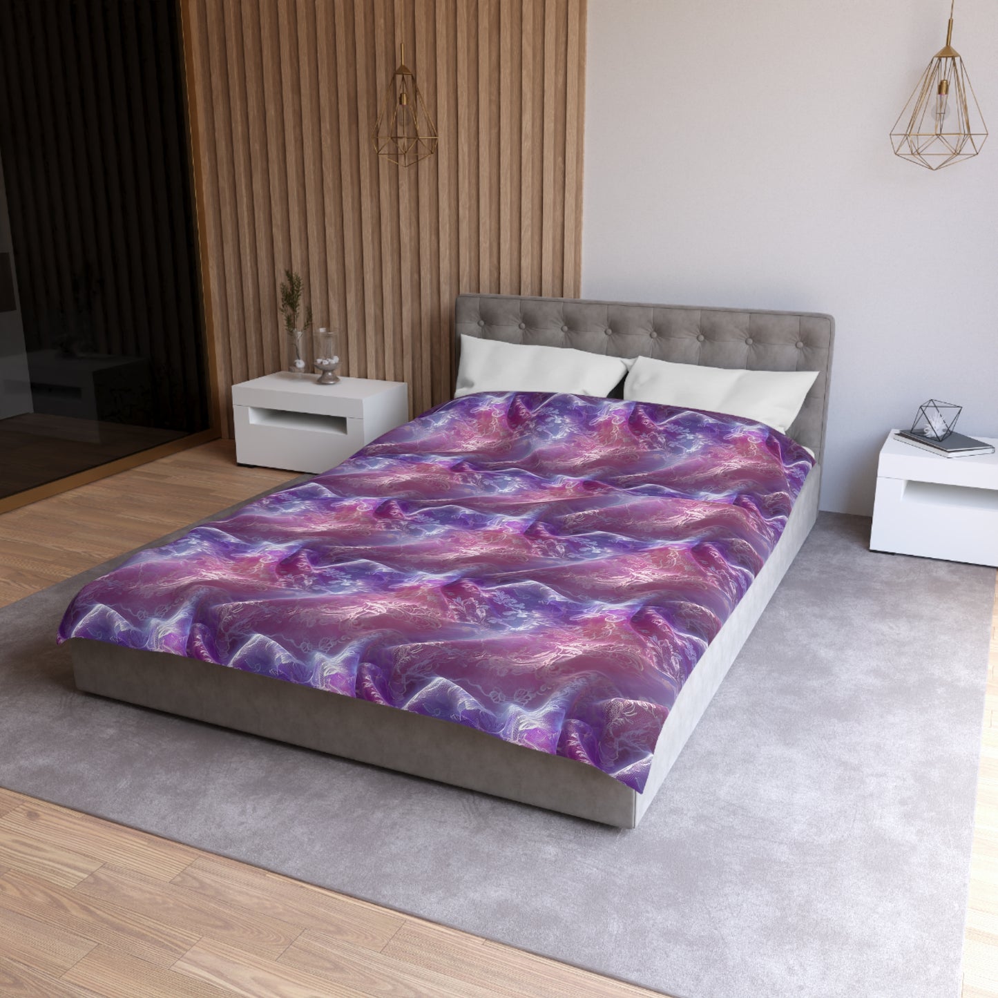 Blush Orchid Sheer & Lace Microfiber Duvet Cover