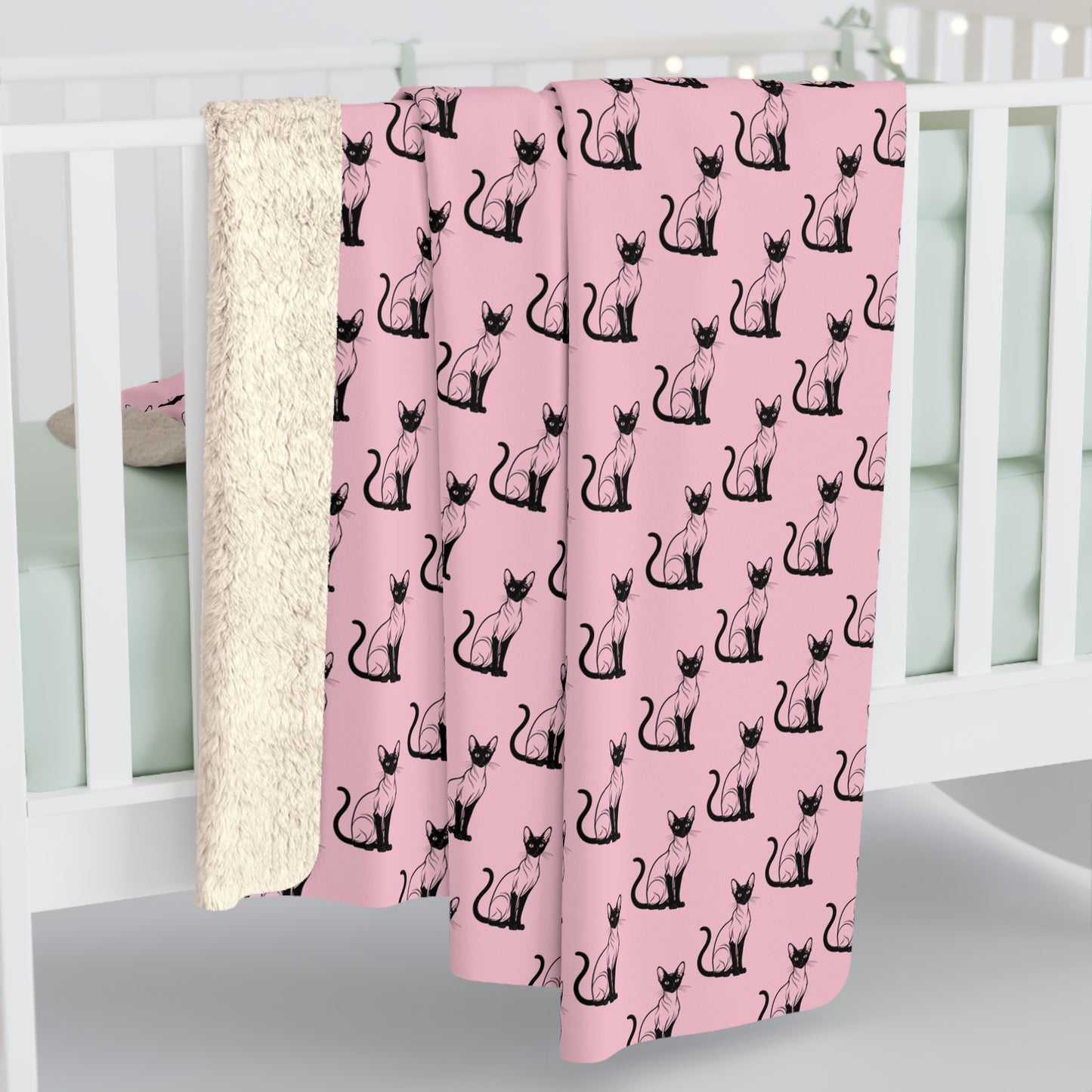 Siamese Charm – Pink Whisper Fleece Blanket