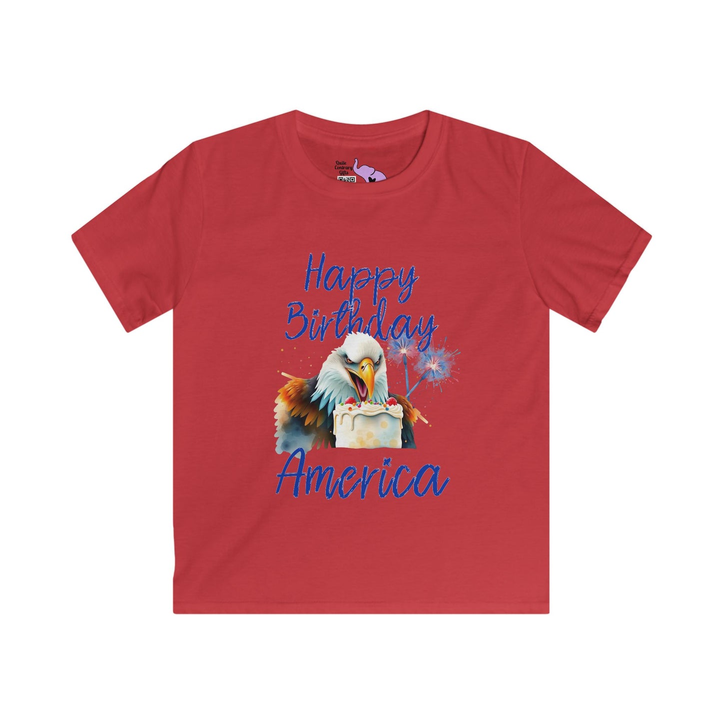 Happy Birthday America (Eagle Eating Cake) Youth Softstyle Tee