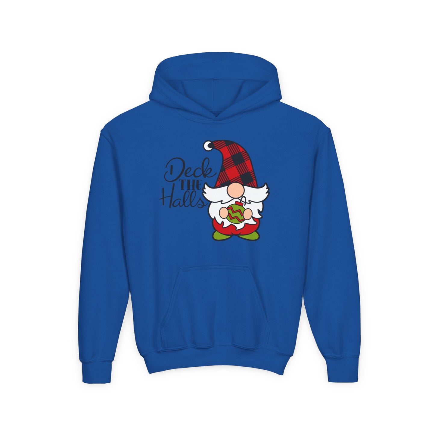 Deck the Halls Plaid Gnome Youth Hoodie