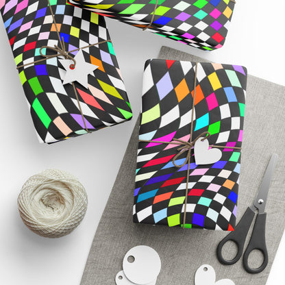 Warped Colorful Checkered Wrapping Paper
