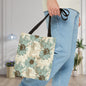 Rustic Teal Daisy Canvas Tote Bag