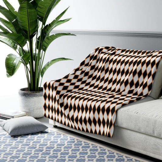 Black & White Harlequin Fleece Blanket