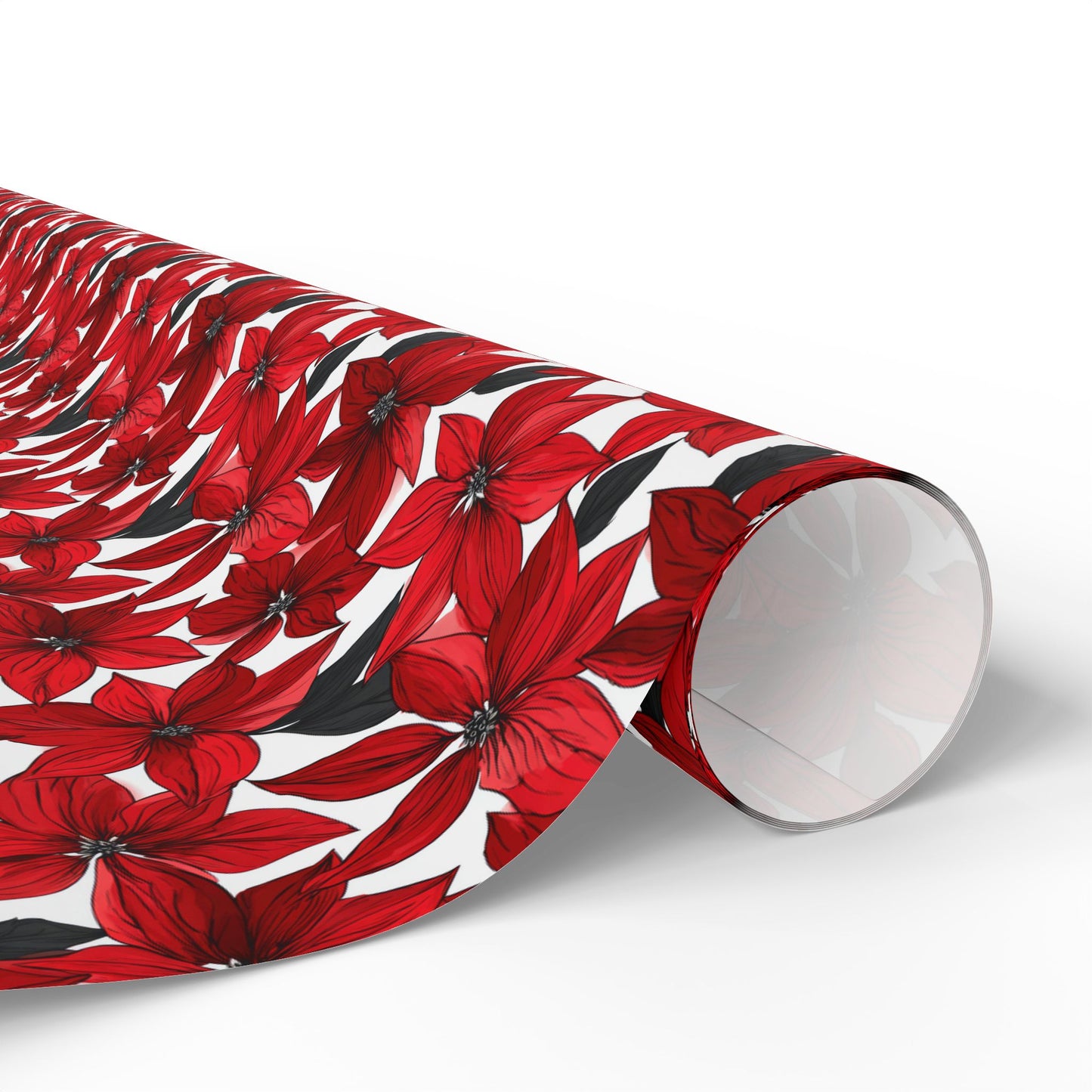 Inked Poinsettias Wrapping Paper