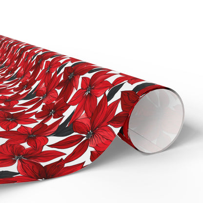 Inked Poinsettias Wrapping Paper