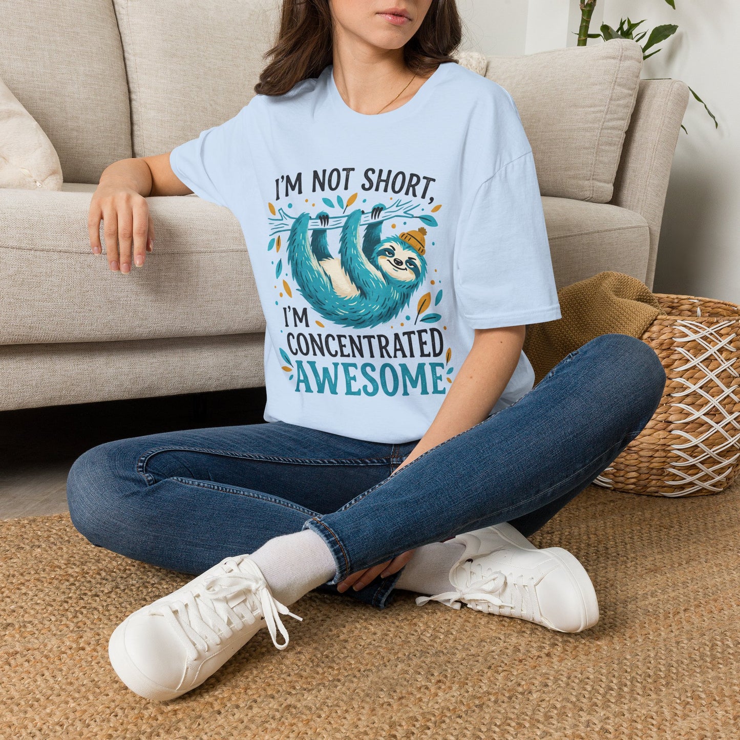 ""I'm Not Short I'm Concentrated Awesome (Sloth on Branch) Adult T-shirt