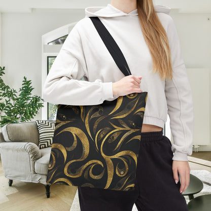 Golden Noir Swirl Canvas Tote Bag