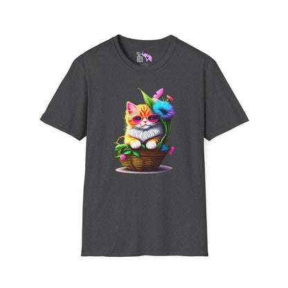 Cute Colorful Kitten in Flowers 2 T-shirt