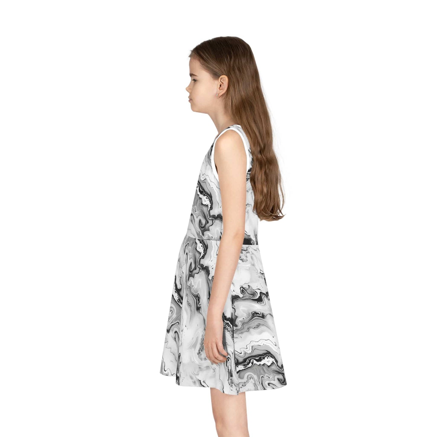 Frost Veil Marble Girls' Sleeveless Sundress