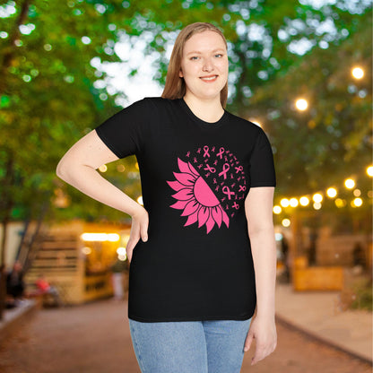 Sunflower & Butterflies Breast Cancer Awareness Adult T-shirt