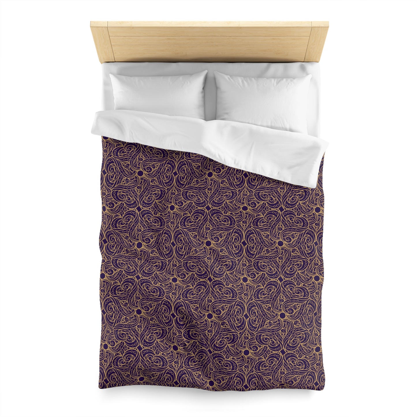 Golden Amethyst Radiance Mandala Microfiber Duvet Cover