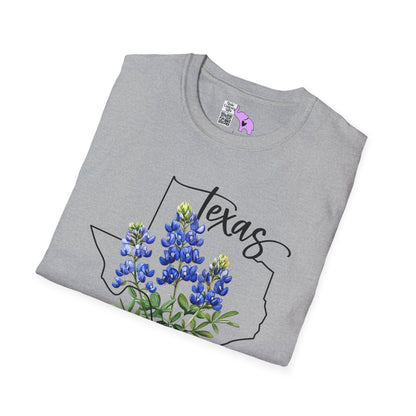 Texas Bluebonnets Outline Adult T-shirt