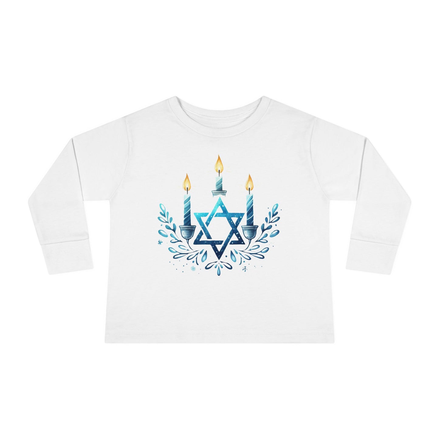 Star & Flame Hanukkah Toddler Long Sleeve Tee