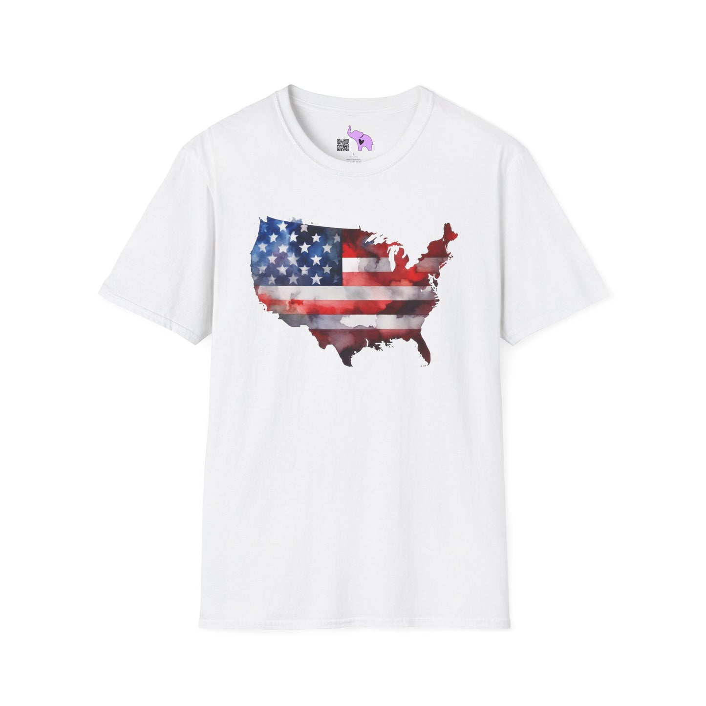 American-Shaped Flag Watercolor Adult T-Shirt