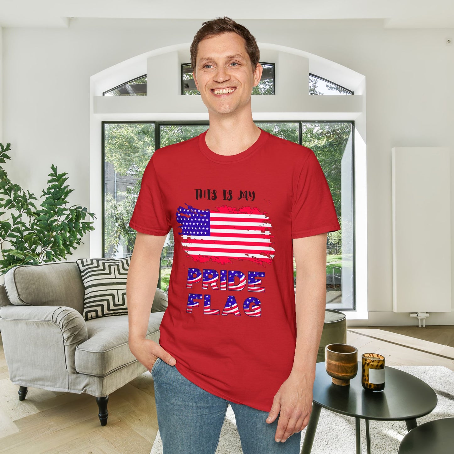 This is My Pride Flag American Flag Adult T-shirt