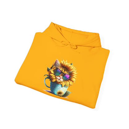 Cool Sunflower Kitten 1 Heavy Blend™ Hooded Sweatshirt