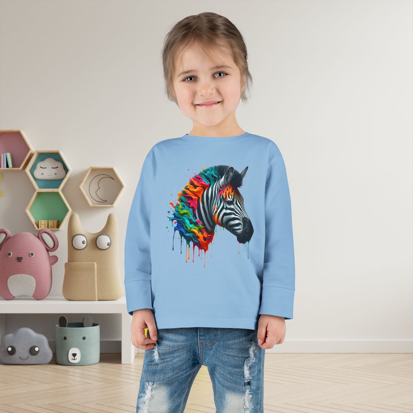Colorful Zebra Toddler Long Sleeve Tee