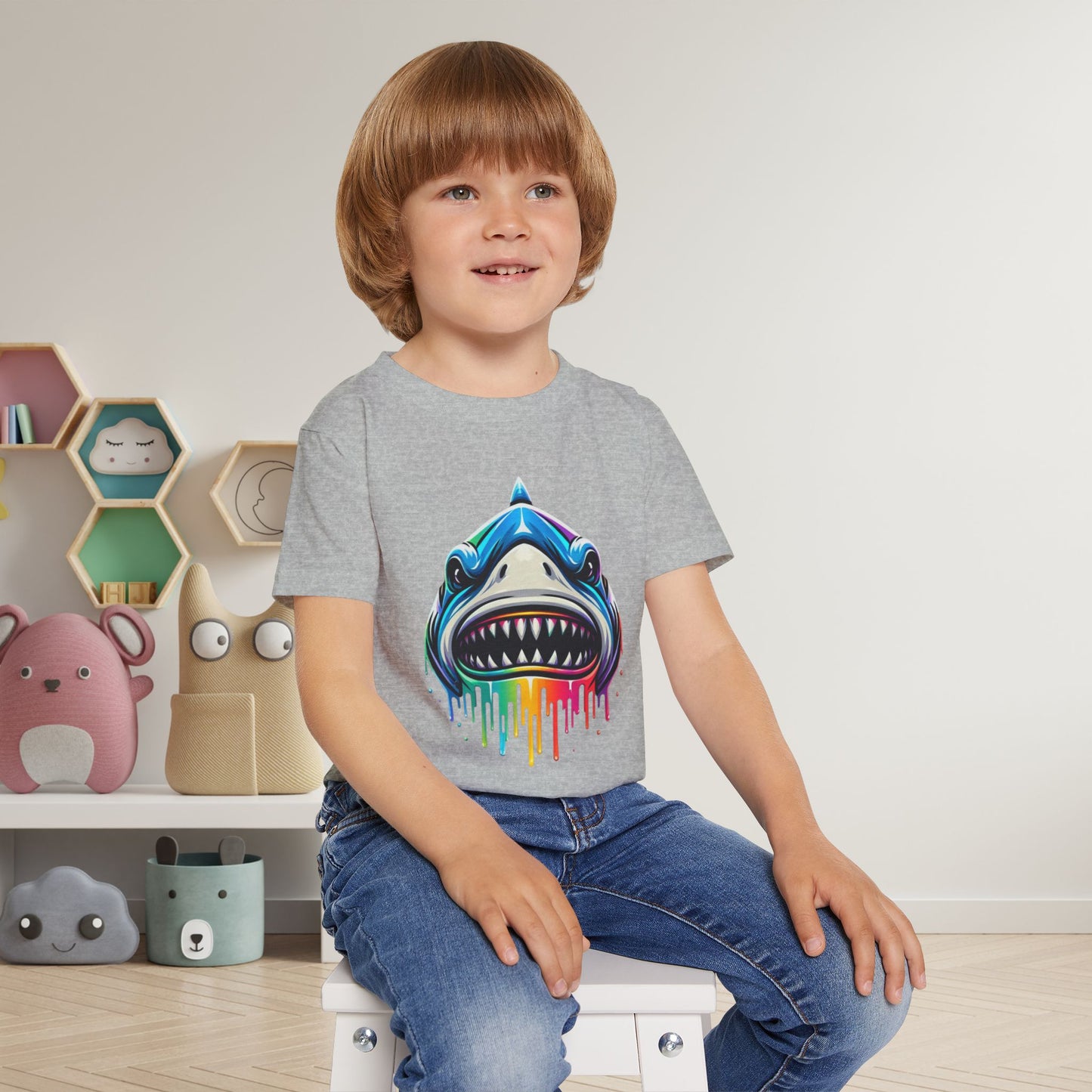 Colorful Shark Heavy Cotton™ Toddler T-shirt