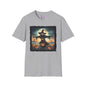 Halloween Scarecrow w/Pumpkins 2 Adult T-shirt