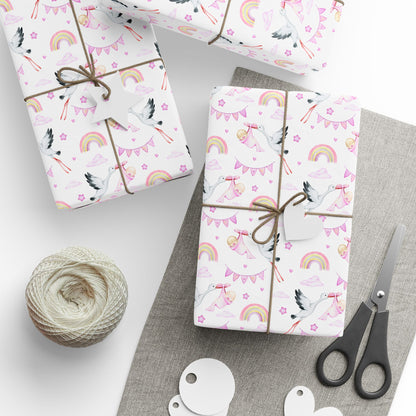 Baby Girl Stork Delivery Gift Wrap