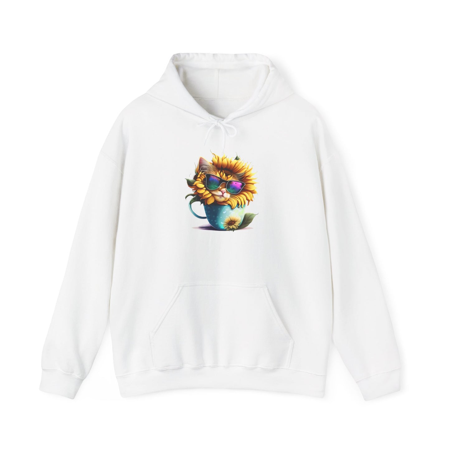 Cool Sunflower Kitten 1 Heavy Blend™ Hooded Sweatshirt