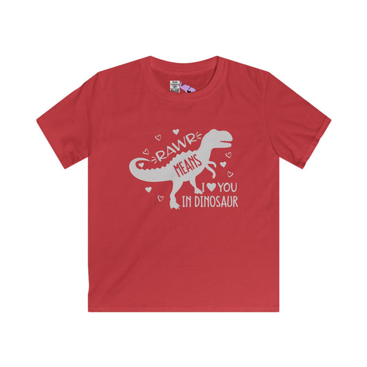 Rawr Means I Love You In Dinosaur Kids Softstyle Tee
