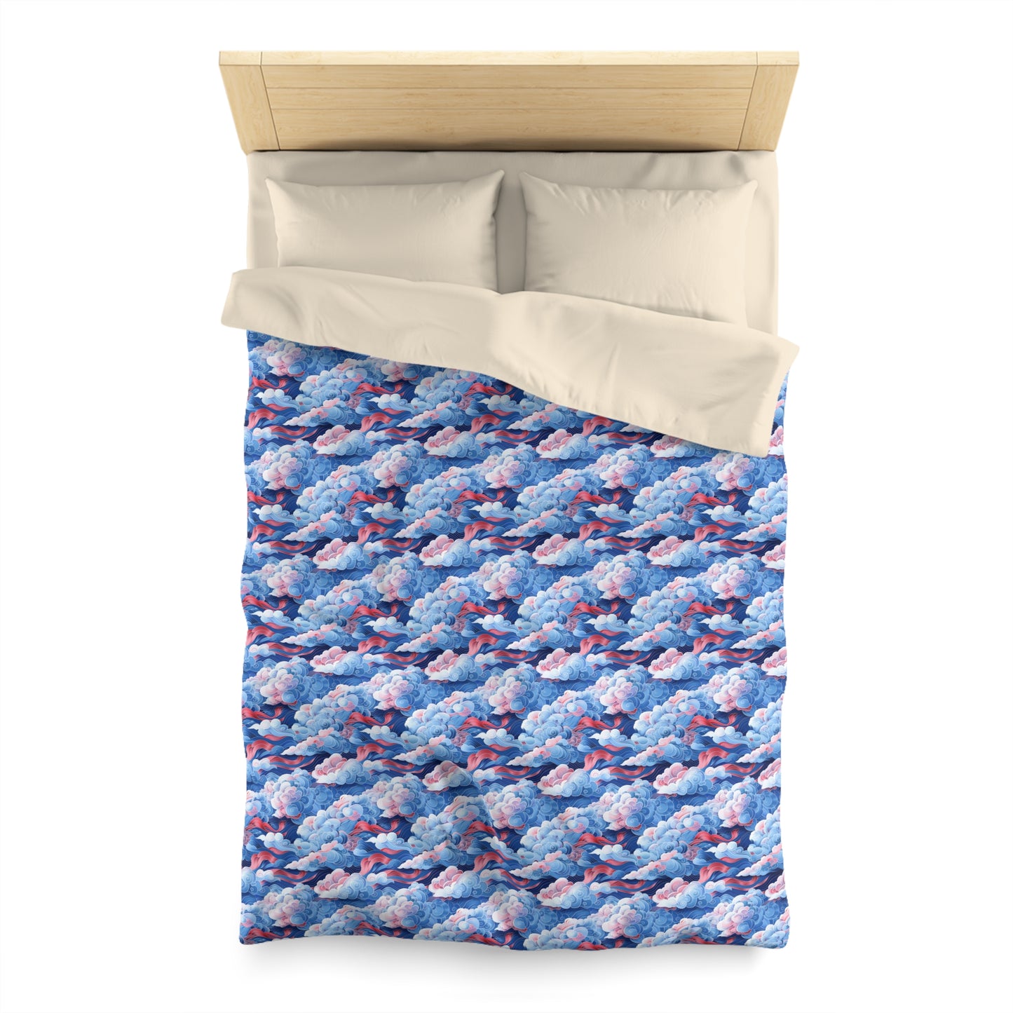 Azure Kumo Flow Microfiber Duvet Cover