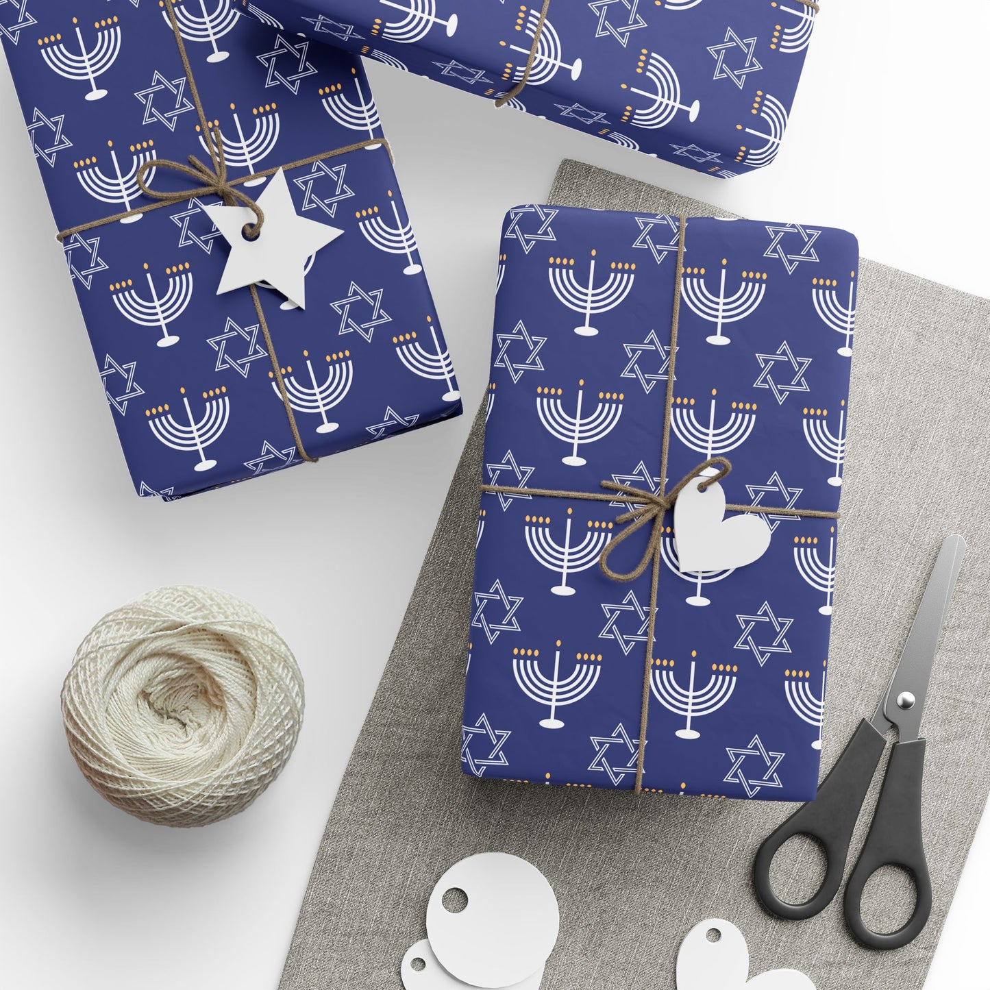 Menorah/Star of David (Blue) Hanukkah Wrapping Paper