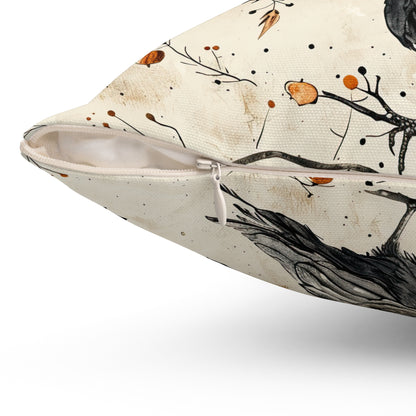 Crow & Gourd Throw Pillow