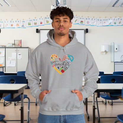 Teacher Supply Heart Heavy Blend™ Hooded Sweatshirt