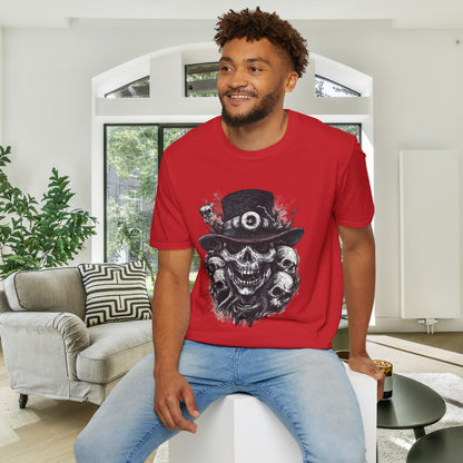 Creepy Skulls w/Top Hat Adult T-shirt