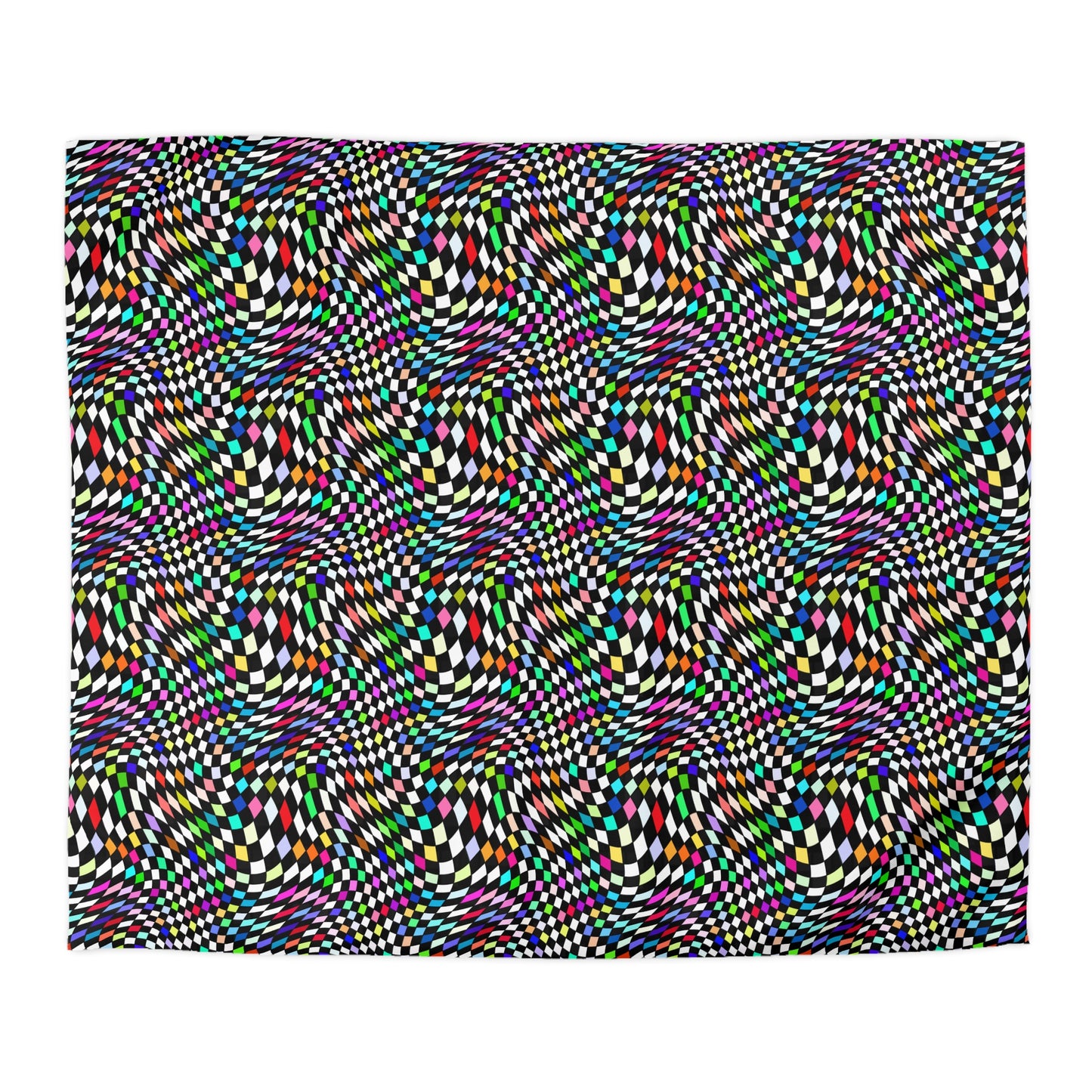 Warped Colorful Checkered Duvet Bedding Set