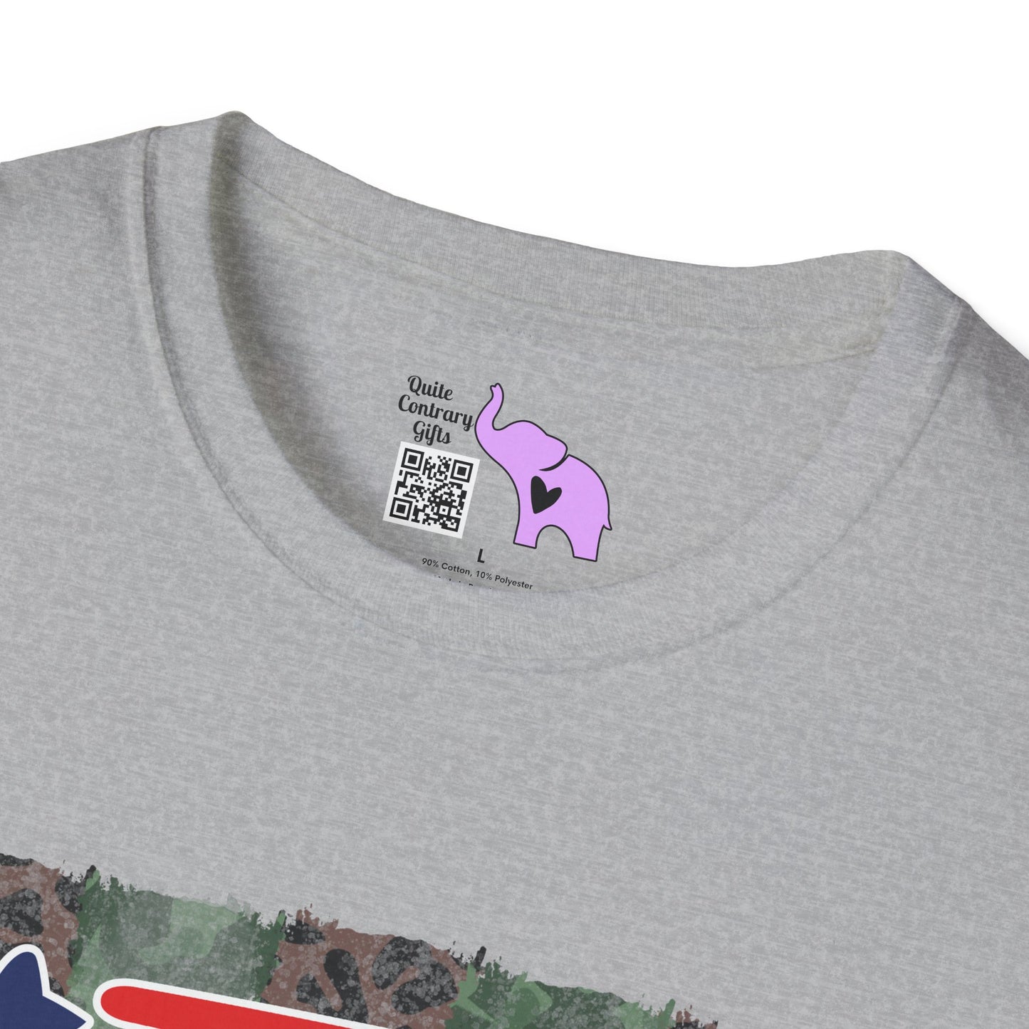 American Flag Over Camo Adult T-shirt