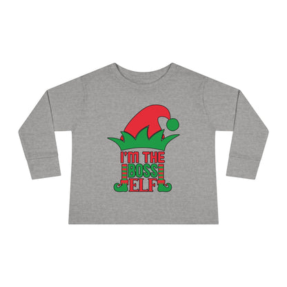 I'm The Boss Elf Toddler Long Sleeve Tee