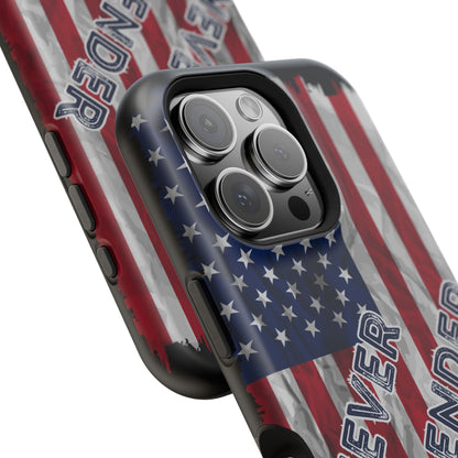 Never Surrender American Flag MagSafe® Compatible Tough Case for iPhone