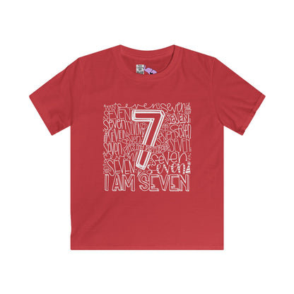 I Am Seven Typography Youth Softstyle Tee