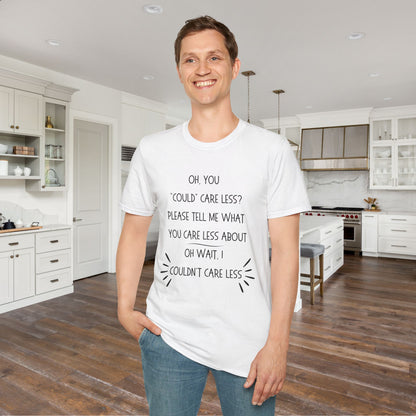 Couldn't Care Less Grammar Adult T-shirt