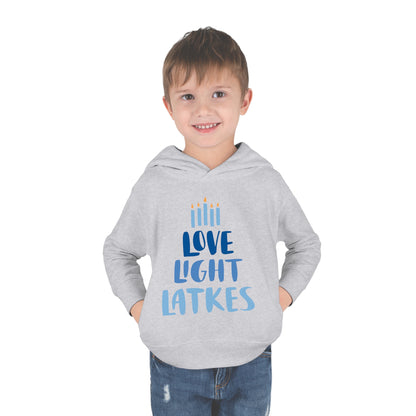 Hanukkah Love Light Latkes Toddler Pullover Fleece Hoodie