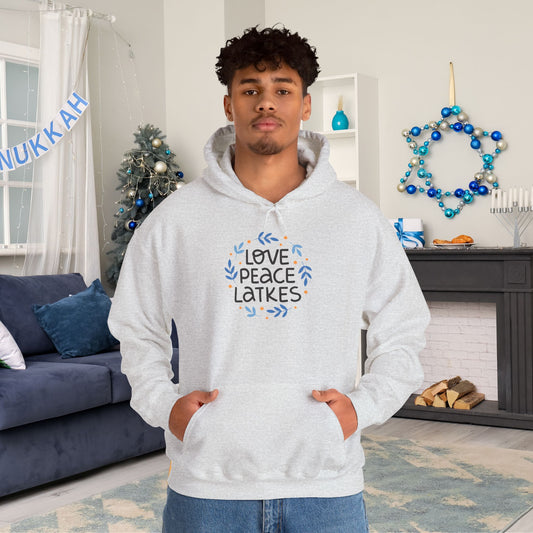 Hanukkah Love Peace Latkes Adult Heavy Blend™ Hooded Sweatshirt