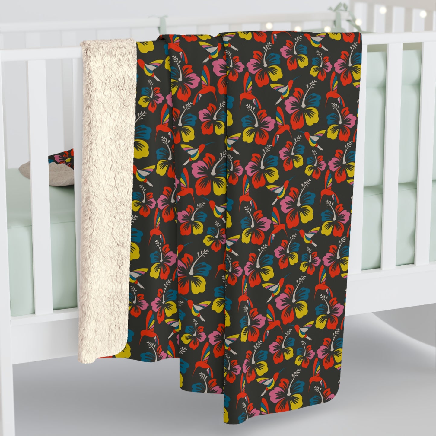 Humming Bloom Sherpa Fleece Blanket