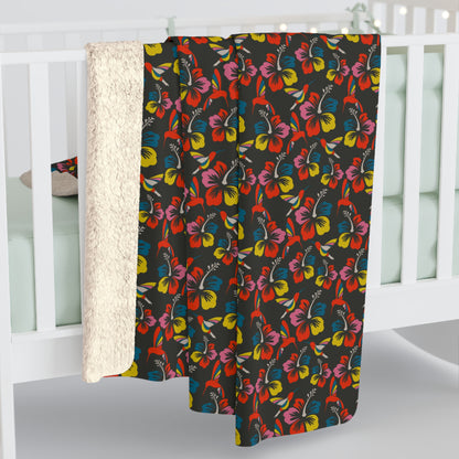 Humming Bloom Sherpa Fleece Blanket