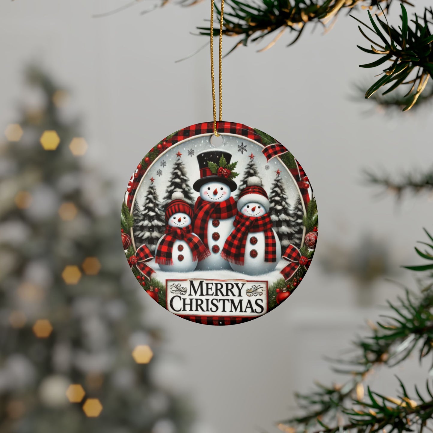 Merry Snowmen Trio Ceramic Ornaments - Set (1-20 pcs)