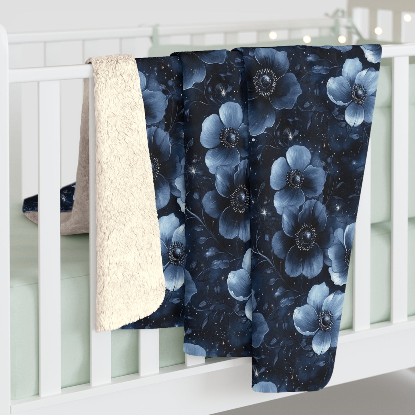 Midnight Blossoms Sherpa Fleece Blanket