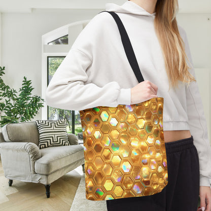 Golden Prism Grid Canvas Tote Bag